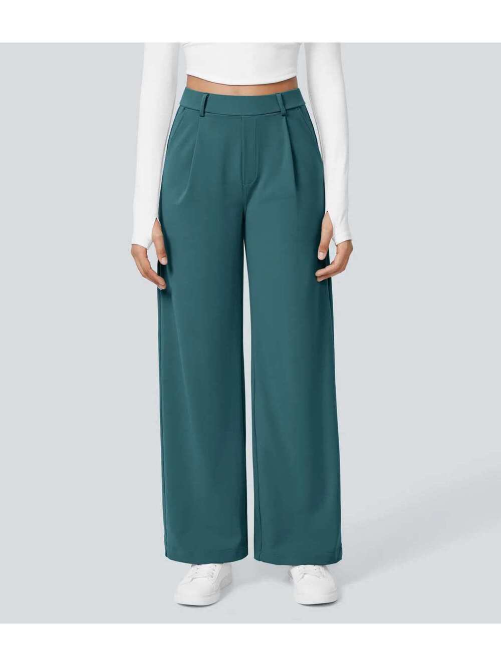 HALARA DayStretch High Waisted Pocket Straight Leg Work Pants- Size M Petite